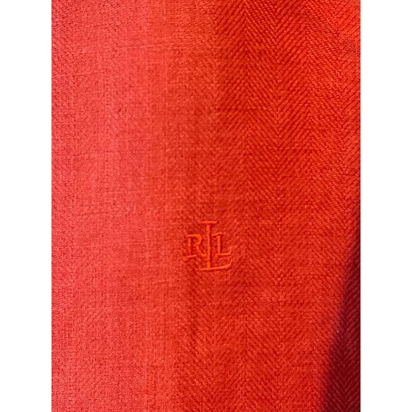 Ralph Lauren Womens Red Oversized Button-Up Shirt With 3/4 Sleeves & Embroidered - Picture 5 of 14